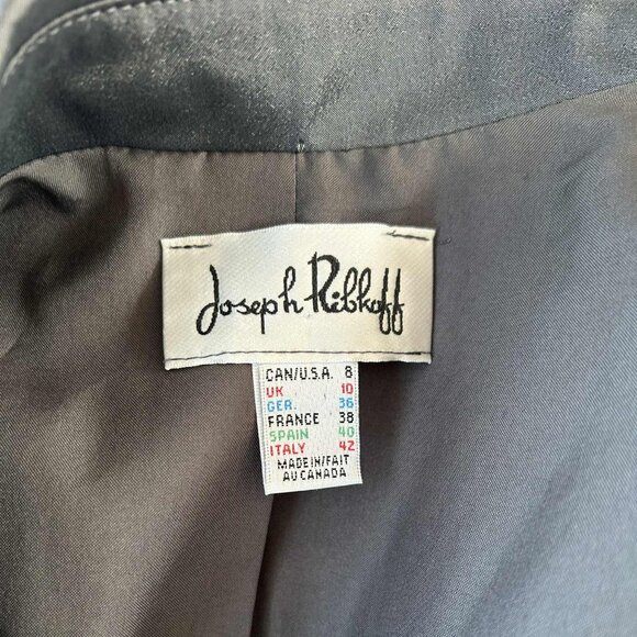 Joseph Ribkoff Graphite Shimmer Ruffle Peplum Jacket, Made in Canada – US/CA 8 - Picture 12 of 12